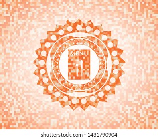 restaurant menu icon inside abstract orange mosaic emblem with background