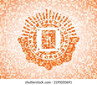 restaurant menu icon inside abstract orange mosaic emblem. 