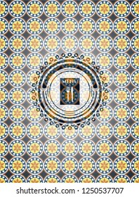 restaurant menu icon inside arabesque badge. arabic decoration.