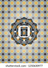 restaurant menu icon inside arabic emblem background. Arabesque decoration.