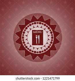 restaurant menu icon inside badge with red background