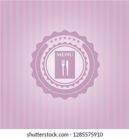 restaurant menu icon inside badge with pink background
