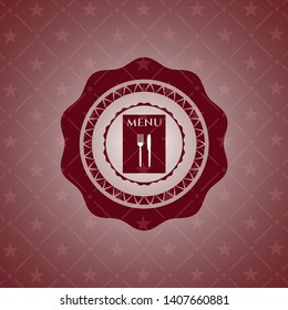 restaurant menu icon inside badge with red background