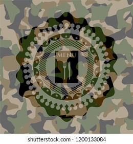 restaurant menu icon inside camouflaged emblem