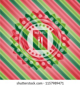 restaurant menu icon inside christmas badge background.
