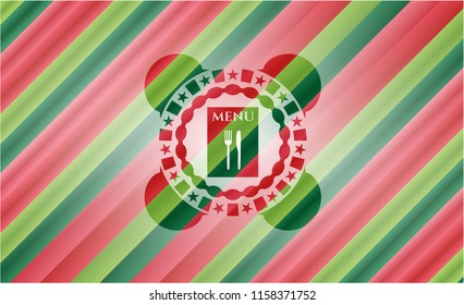 restaurant menu icon inside christmas badge background.