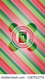 restaurant menu icon inside christmas badge background.