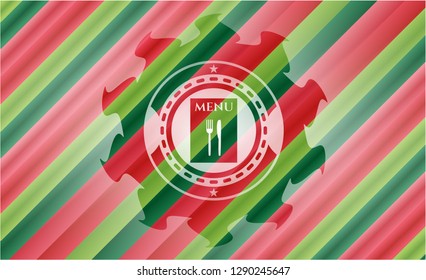 restaurant menu icon inside christmas style badge..