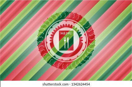 restaurant menu icon inside christmas style badge..