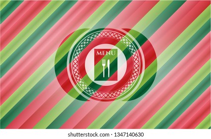 restaurant menu icon inside christmas badge.