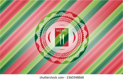 restaurant menu icon inside christmas badge background.