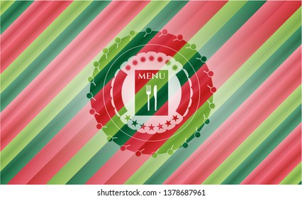restaurant menu icon inside christmas style badge..