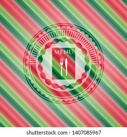 restaurant menu icon inside christmas style emblem.