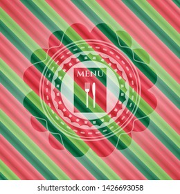 restaurant menu icon inside christmas style badge..