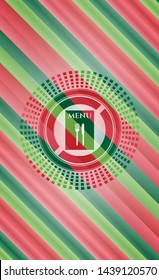 restaurant menu icon inside christmas badge background.