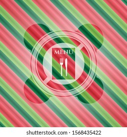 restaurant menu icon inside christmas colors style emblem.