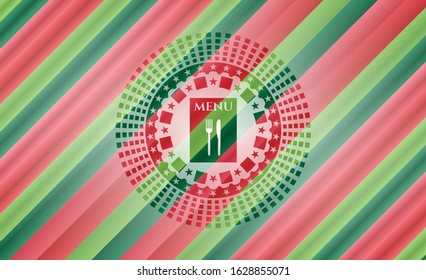 restaurant menu icon inside christmas colors style emblem.