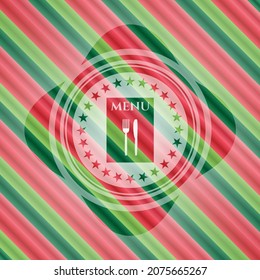 restaurant menu icon inside christmas emblem. 
