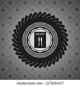 restaurant menu icon inside dark emblem. Retro