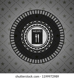 restaurant menu icon inside dark emblem. Retro