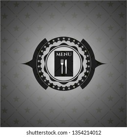 restaurant menu icon inside dark badge or emblem