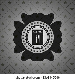 restaurant menu icon inside dark badge or emblem