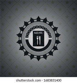 icono del menú del restaurante dentro del emblema oscuro. Retro