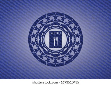 restaurant menu icon inside denim background