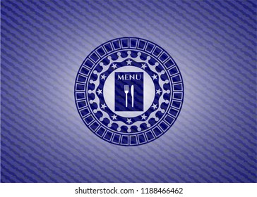 restaurant menu icon inside emblem with jean background
