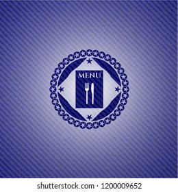 restaurant menu icon inside emblem with jean high quality background