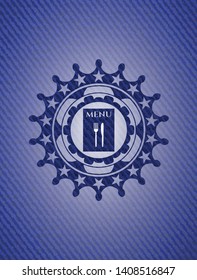 restaurant menu icon inside emblem with jean high quality background