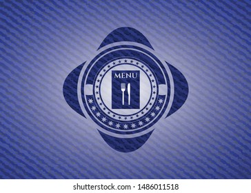 restaurant menu icon inside emblem with denim high quality background