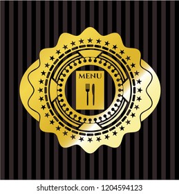 restaurant menu icon inside gold emblem