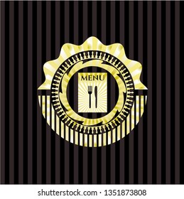  restaurant menu icon inside gold badge or emblem