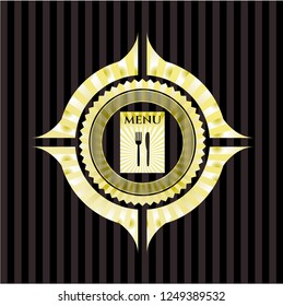 restaurant menu icon inside golden badge