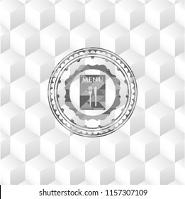restaurant menu icon inside grey emblem. Retro with geometric cube white background