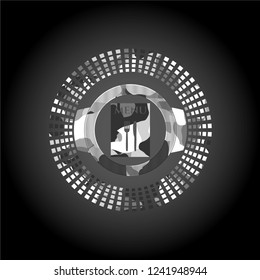 restaurant menu icon inside grey camouflaged emblem
