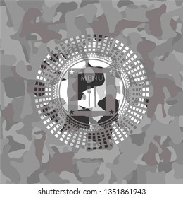 restaurant menu icon inside grey camouflage emblem
