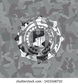 restaurant menu icon inside grey camouflaged emblem