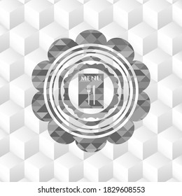restaurant menu icon inside grey icon or emblem with geometric cube white background. 