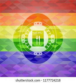 restaurant menu icon inside lgbt colors emblem 