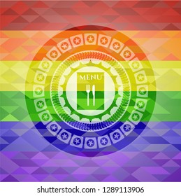restaurant menu icon inside lgbt colors emblem 
