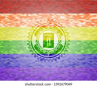restaurant menu icon inside lgbt colors emblem 
