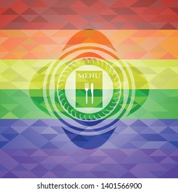 restaurant menu icon inside lgbt colors emblem 