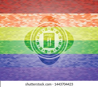 restaurant menu icon inside lgbt colors emblem 