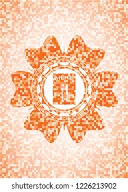 restaurant menu icon inside orange mosaic emblem with background