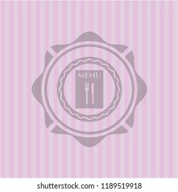 restaurant menu icon inside pink emblem