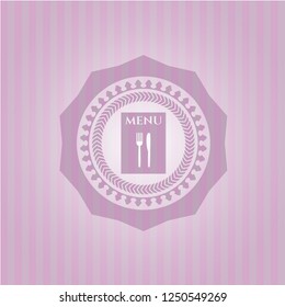 restaurant menu icon inside pink emblem