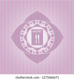 restaurant menu icon inside pink icon or emblem