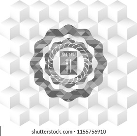restaurant menu icon inside realistic grey emblem with geometric cube white background